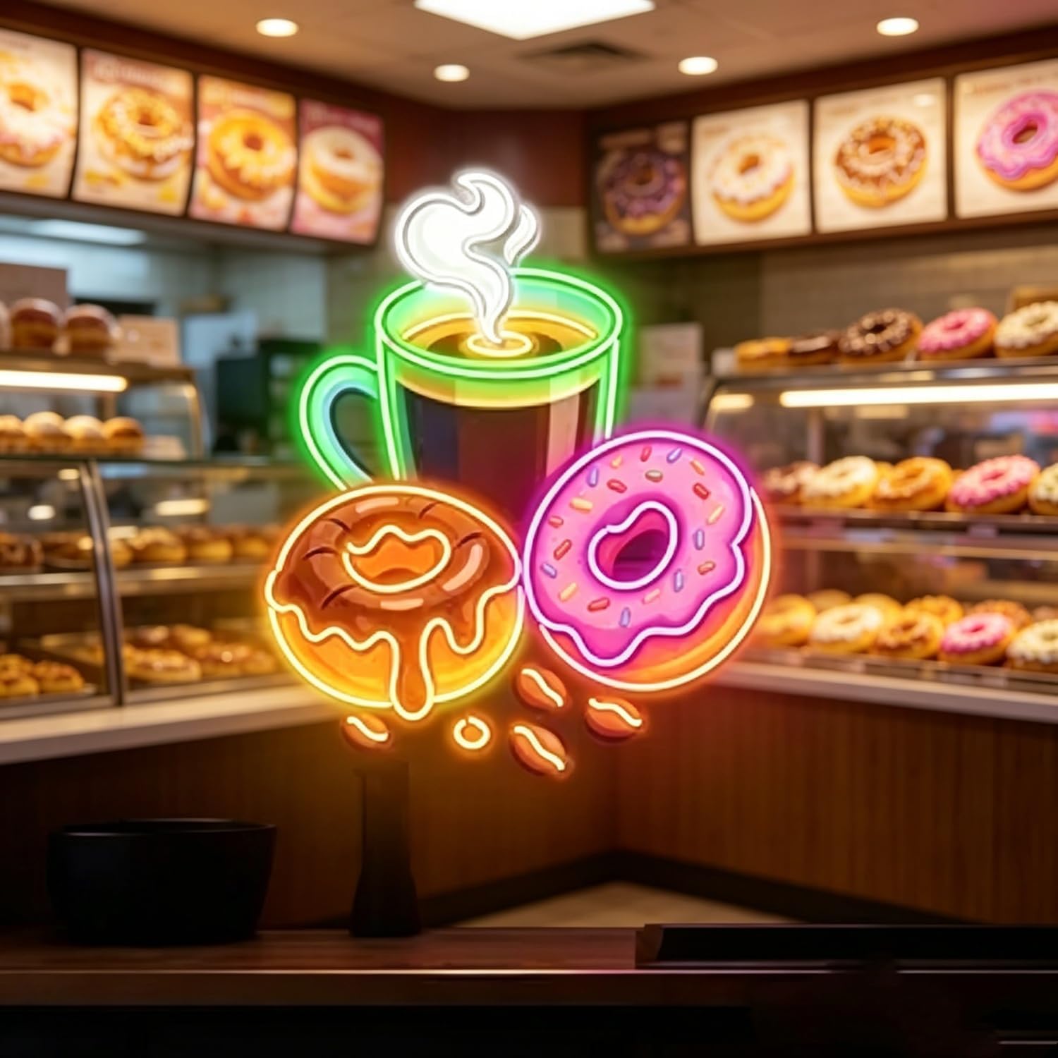 Commercial Kitchen Walls - Enseigne néon LED Donuts alimentée par