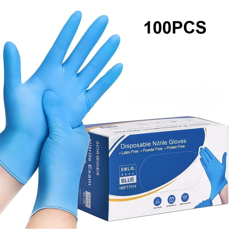 Commercial Kitchen Gloves - 100 gants jetables en nitrile bleu,