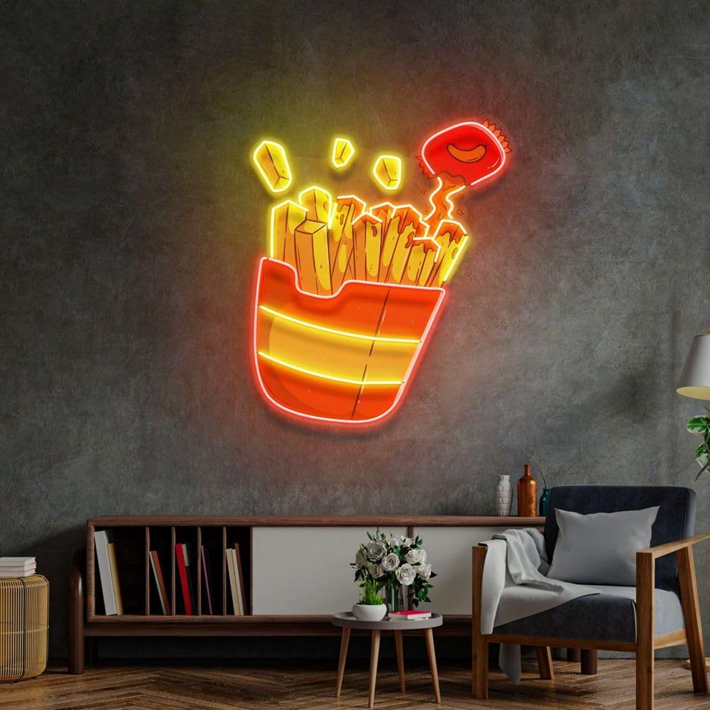 Commercial Kitchen Walls - Enseigne au néon de frites personnalisée