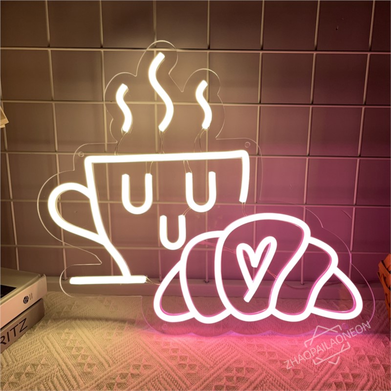 Café pain enseigne au néon Cro - Commercial Kitchen Walls avis et prix
