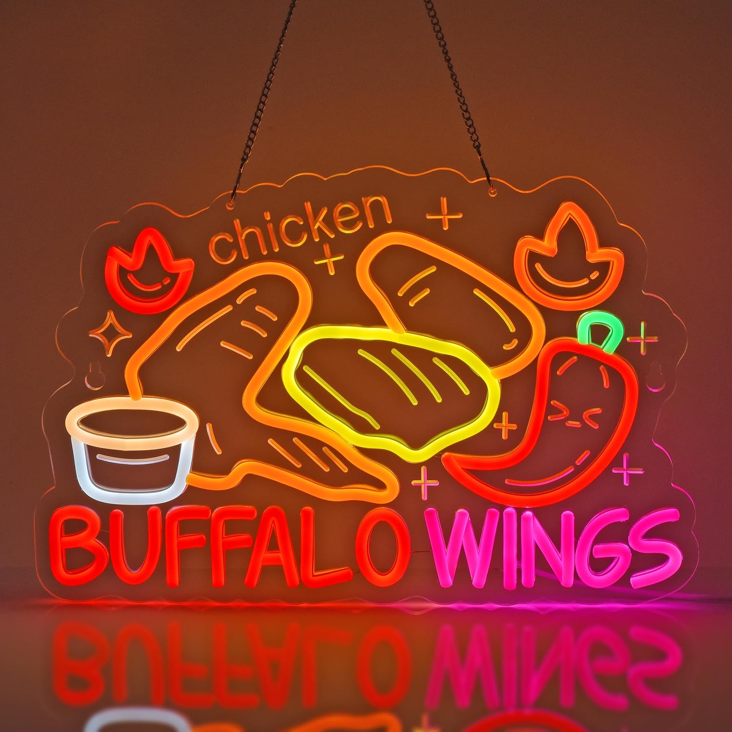 Enseigne néon LED Ailes de buf - Commercial Kitchen Walls avis et prix